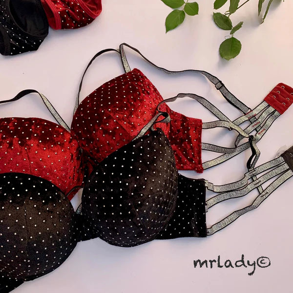 PEARL STONES BRA SET