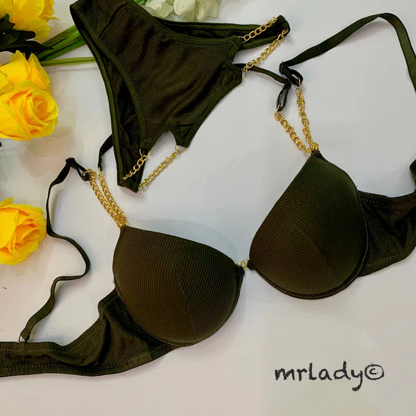 CHAIN LINE THIN PAD BRA SET