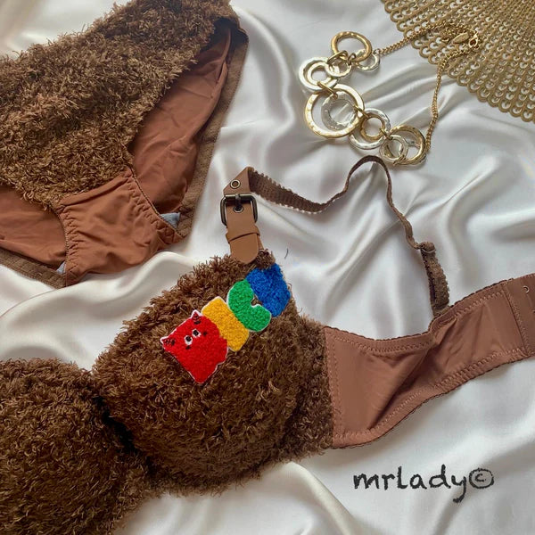FAUX FUR ELEGANT BRA SET